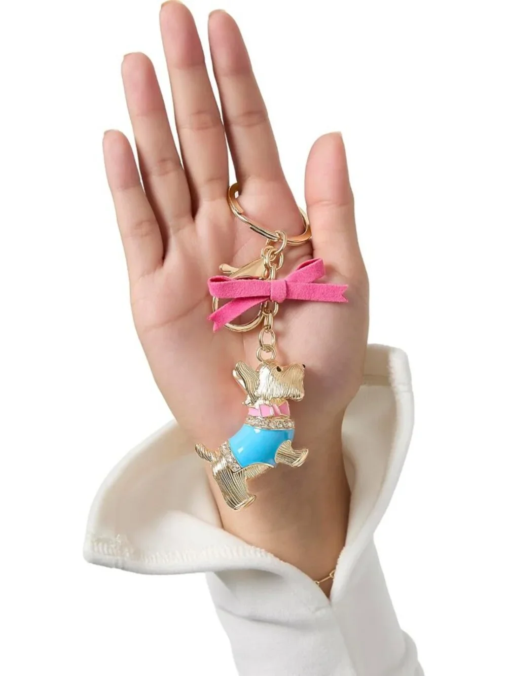 Chic Keychain Charms with Crystals & Faux Pearls | Stylish Gold-Tone Accessories